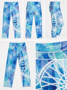 soulcycle Blue & Teal Patterned Athletic Leggings